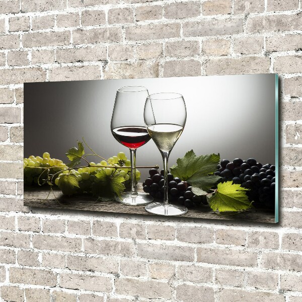Glasbild Wein und Trauben