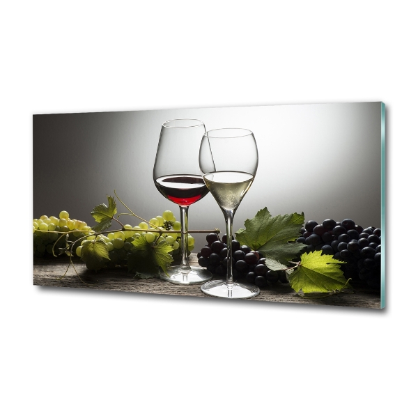 Glasbild Wein und Trauben