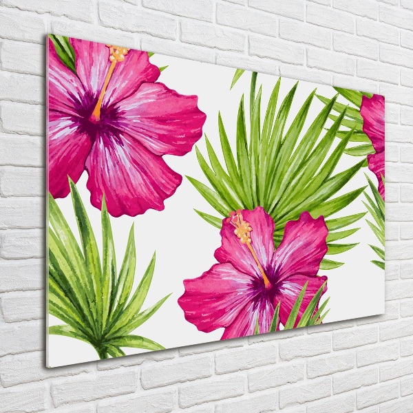 Foto glasbild Hawaiianische Blumen