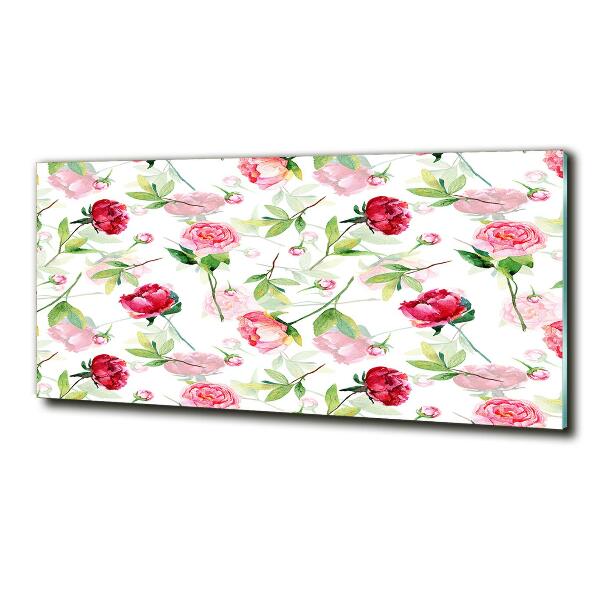 Foto glasbild Rosa Pfingstrosen