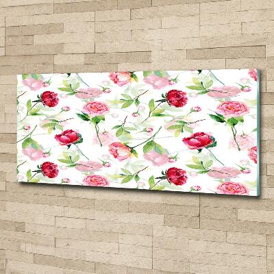 Foto glasbild Rosa Pfingstrosen