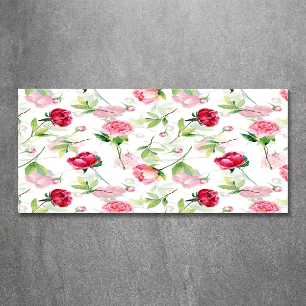 Foto glasbild Rosa Pfingstrosen