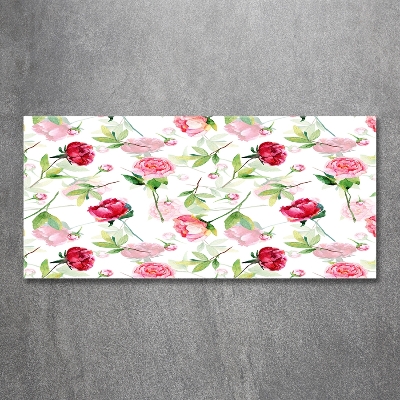 Foto glasbild Rosa Pfingstrosen