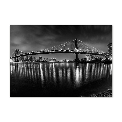 Glasbild Manhattan bei Nacht