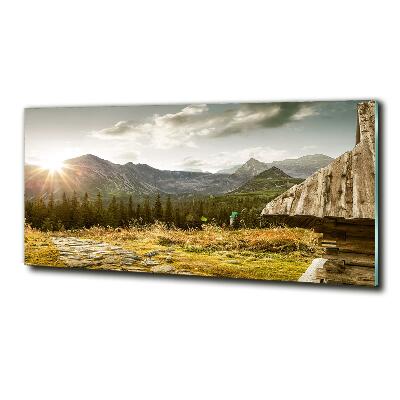 Foto glasbild Haus in den Bergen