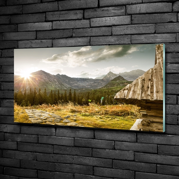 Foto glasbild Haus in den Bergen