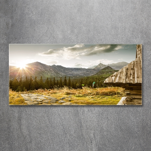 Foto glasbild Haus in den Bergen