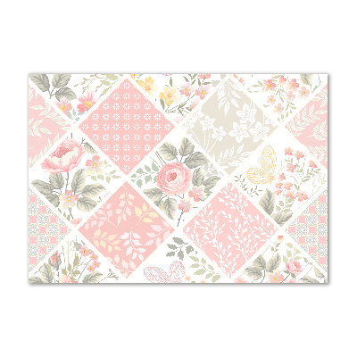 Foto glasbild Rosen- und Schmetterlingsmuster