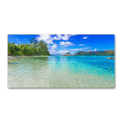 Glasbild Strand der Seychellen