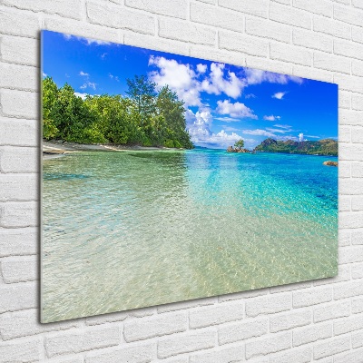 Glasbild Strand der Seychellen