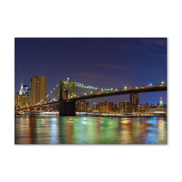 Glasbild Manhattan bei Nacht