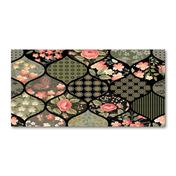 Glasbild Blumenmuster