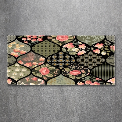 Glasbild Blumenmuster