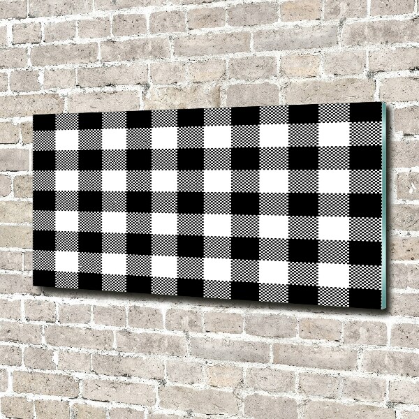 Glasbild Schwarz-weiß kariert