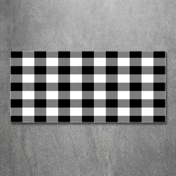 Glasbild Schwarz-weiß kariert