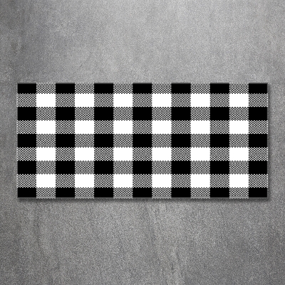 Glasbild Schwarz-weiß kariert