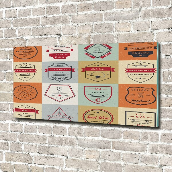 Foto glasbild Skateboard-Schilder