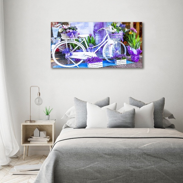 Foto glasbild Weißes Fahrrad