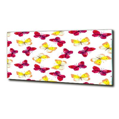 Foto glasbild Schmetterlinge und Blumen