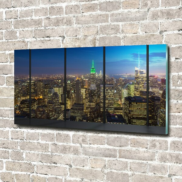 Glasbild New York bei Nacht