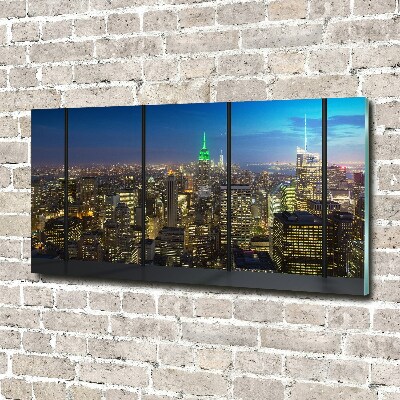 Glasbild New York bei Nacht