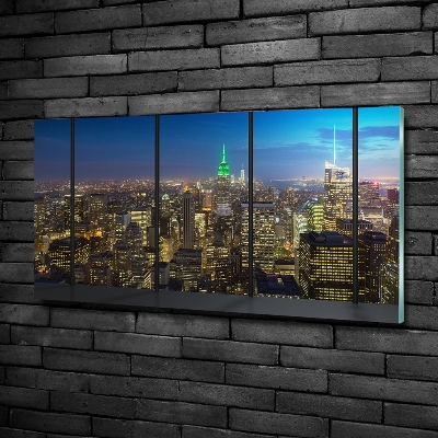 Glasbild New York bei Nacht