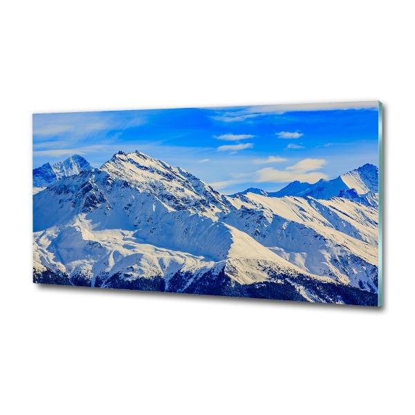 Glasbild Die Alpen im Winter