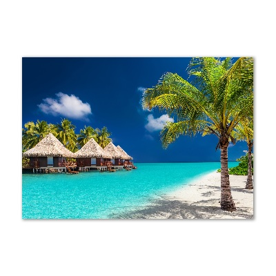 Glasbild Bungalows auf den Malediven