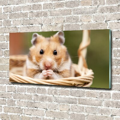 Glasbild Hamster im Korb