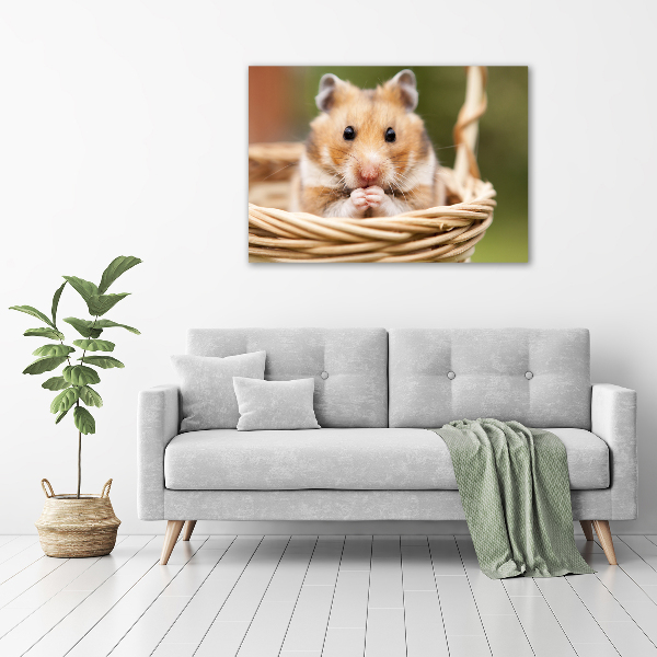 Glasbild Hamster im Korb