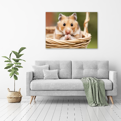 Glasbild Hamster im Korb