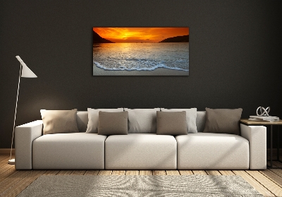 Glasbild Sonnenuntergang am Meer