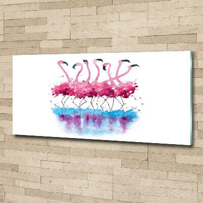 Glasbild Flamingos