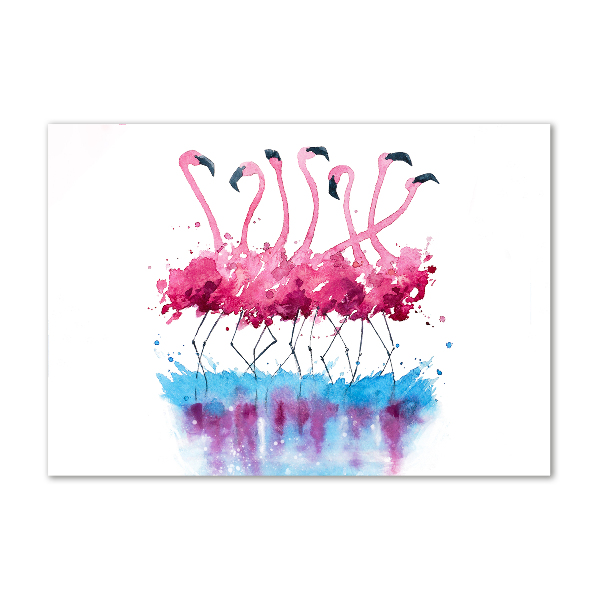 Glasbild Flamingos