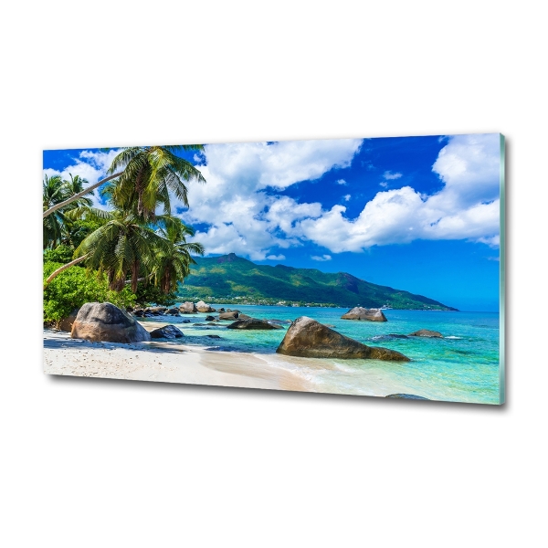 Glasbild Strand der Seychellen