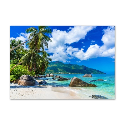 Glasbild Strand der Seychellen