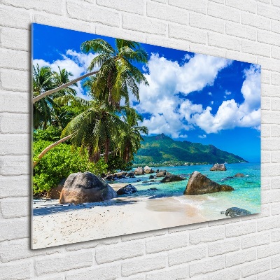 Glasbild Strand der Seychellen
