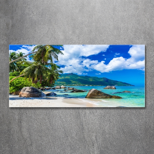 Glasbild Strand der Seychellen