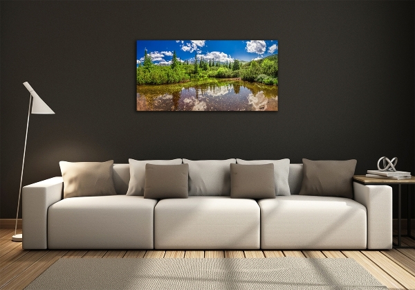 Glasbild See im Wald