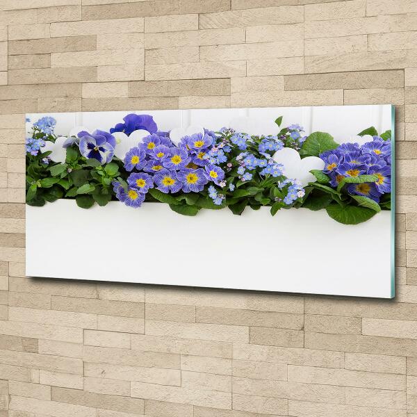 Foto glasbild Blaue Blumen