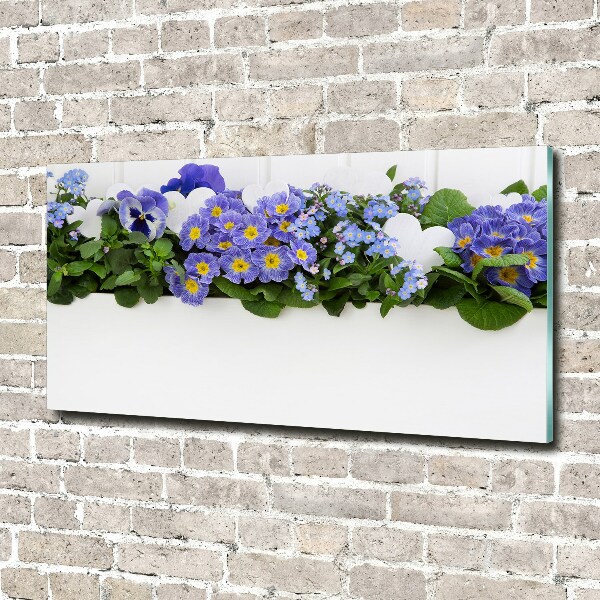 Foto glasbild Blaue Blumen