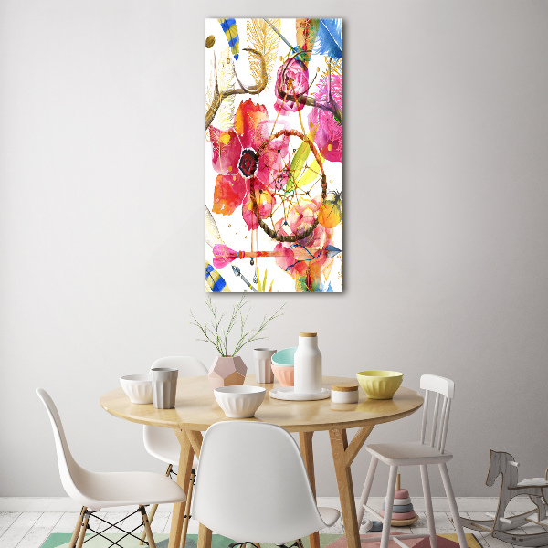 Bild aus glas vertikales Blumen im Boho-Stil