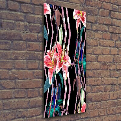 Foto auf glas vertikales Lilien im Hintergrund