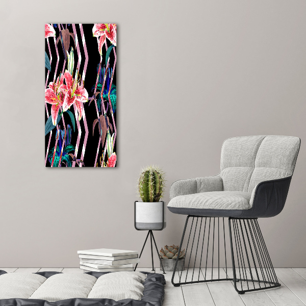 Foto auf glas vertikales Lilien im Hintergrund