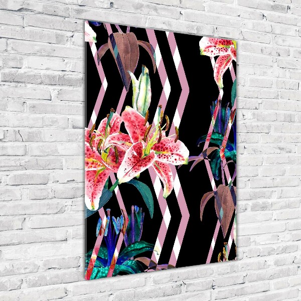 Foto auf glas vertikales Lilien im Hintergrund