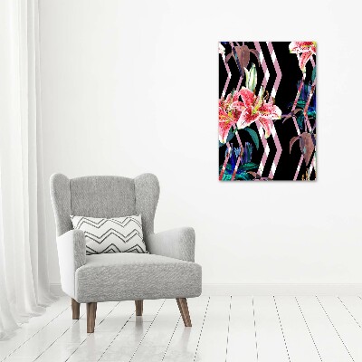 Foto auf glas vertikales Lilien im Hintergrund