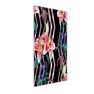 Foto auf glas vertikales Lilien im Hintergrund