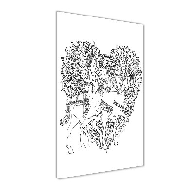 Glasbild vertikales Frau und Mann