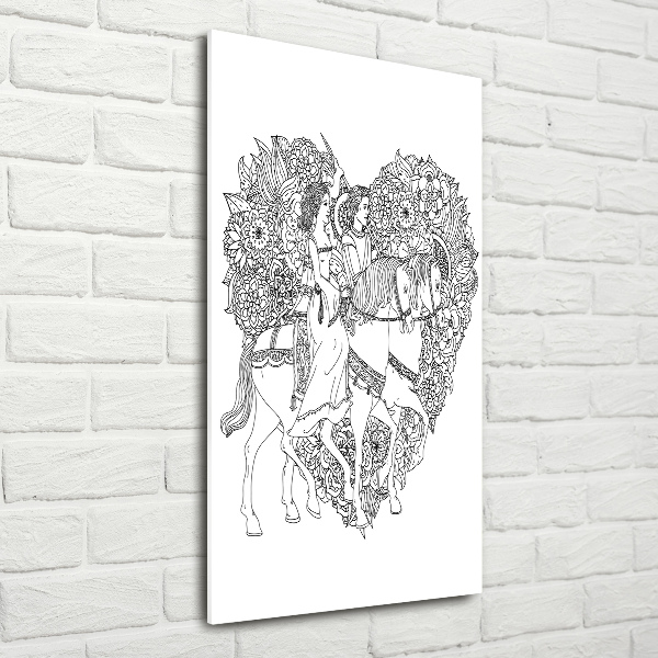 Glasbild vertikales Frau und Mann