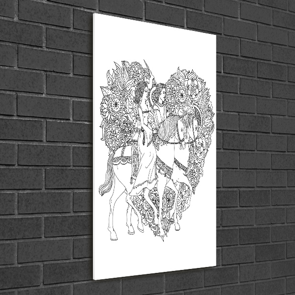 Glasbild vertikales Frau und Mann